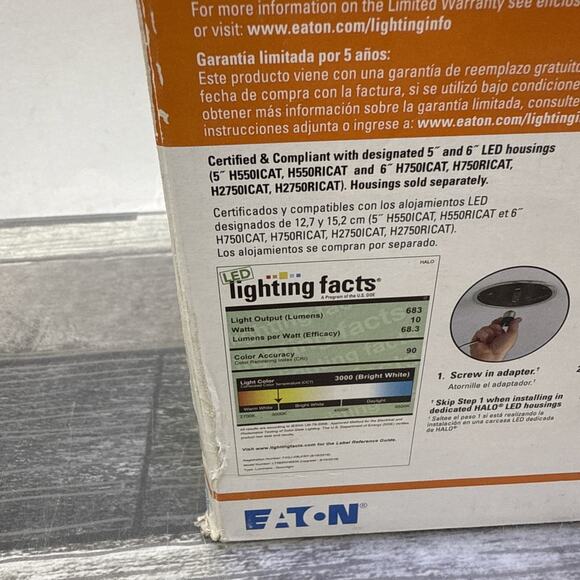 Halo Lighting LT560WH6930R 5-in or 6-in 600 lumens Recessed LED Baffle-Lot of 4 - Picture 8 of 12